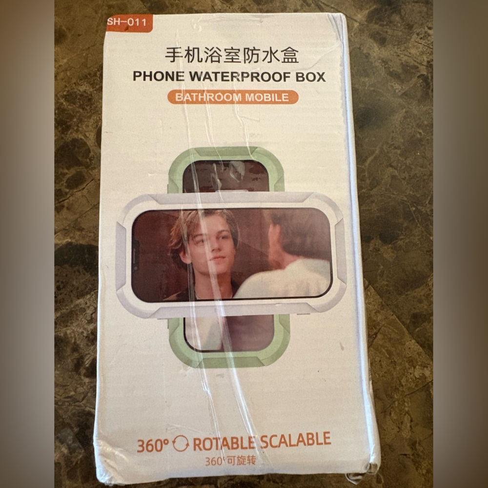 Bathroom Cell Phone Waterproof Case with 360° Rotation - white